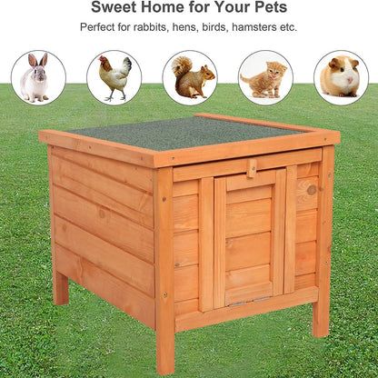 Cat House Outside, Weatherproof Wooden Bunny Rabbit Cat Hutch Outdoor Pet Cage Shelter Feral Cat House, Small Pet House and Habitats - WoodArtSupply