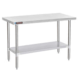 Food Prep Stainless Steel Table - DuraSteel 30 x 60 Inch Commercial Metal Workbench with Adjustable Under Shelf - NSF Certified - For Restaurant, DuraSteel