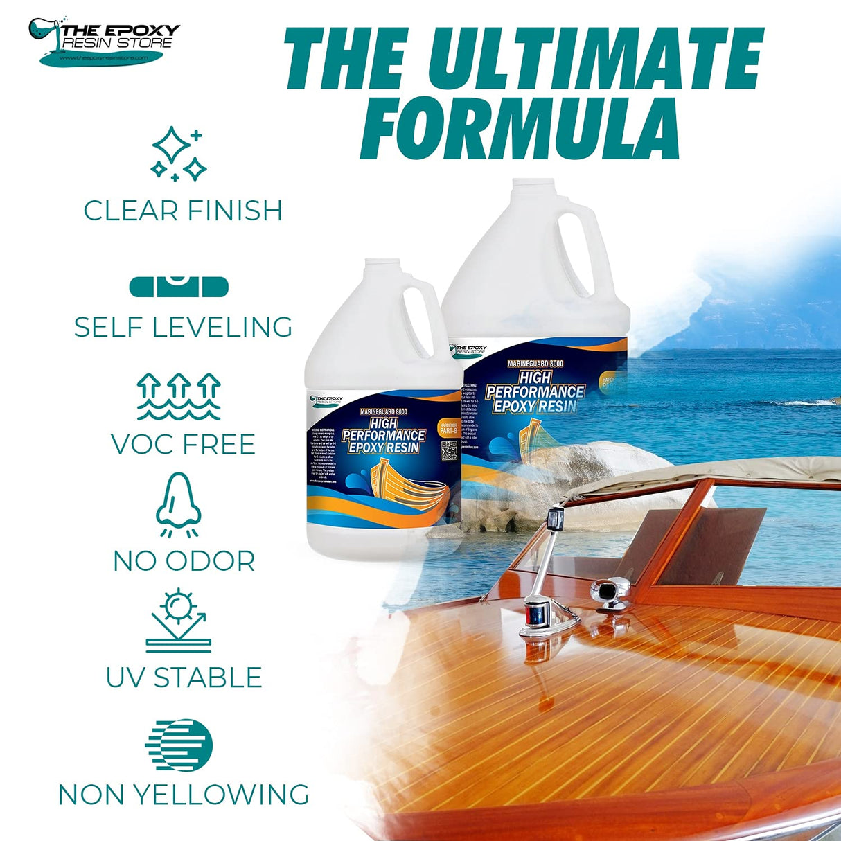 The epoxy Resin Store - Boat Coating, Repairs, Construction, UV Stable, Non Yellowing, High Performance Coating, 2 Part epoxy kit, Table Top epoxy Clearcast 7000