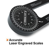 Mecurate Aluminum Miter Saw Protractor, 7.3-Inch Angle Finder Featuring Precision Laser Engraved Scales Woodworking Lightning Measure Tool with 360 Mecurate