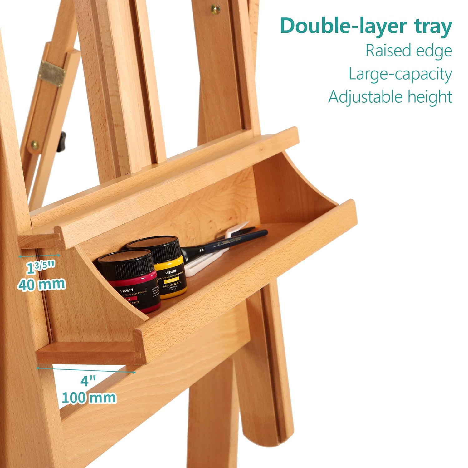 VISWIN Heavy-Duty Extra Large H Frame Easel, Hold Canvas to 82", Tilts Flat, Professional Solid Beech Wood Studio Artist Easel with Storage, Wheels, VISWIN