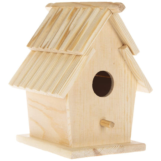 Hobby Lobby Woodpile Fun! DIY Paintable Customizable Slat Roof Unfinished Wood Birdhouse for Kids and Adults - WoodArtSupply