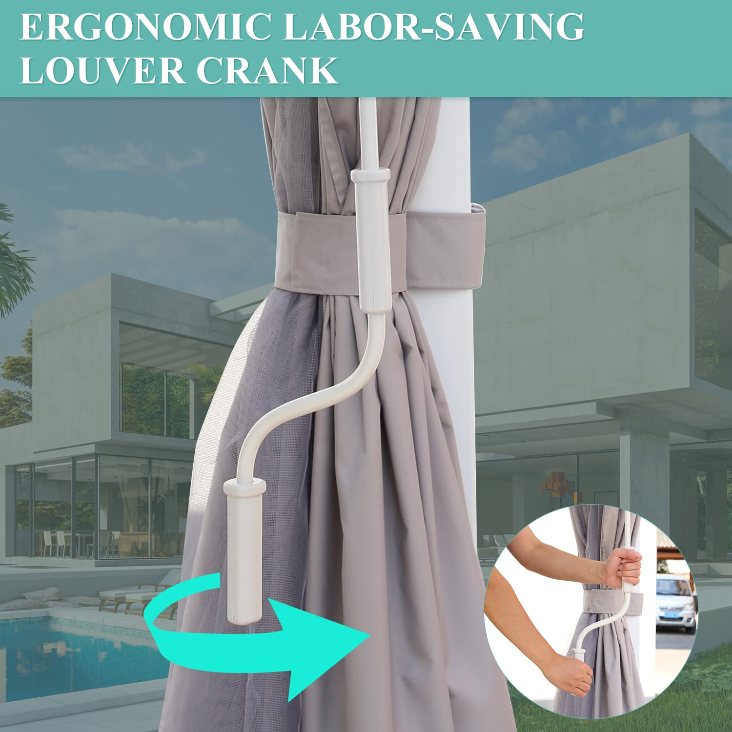 MELLCOM 12x20ft Louvered Pergola with Curtains and Nets, Aluminum Pergola with Adjustable Rainproof Roof, Outdoor Hardtop Pergola for Patio, MELLCOM