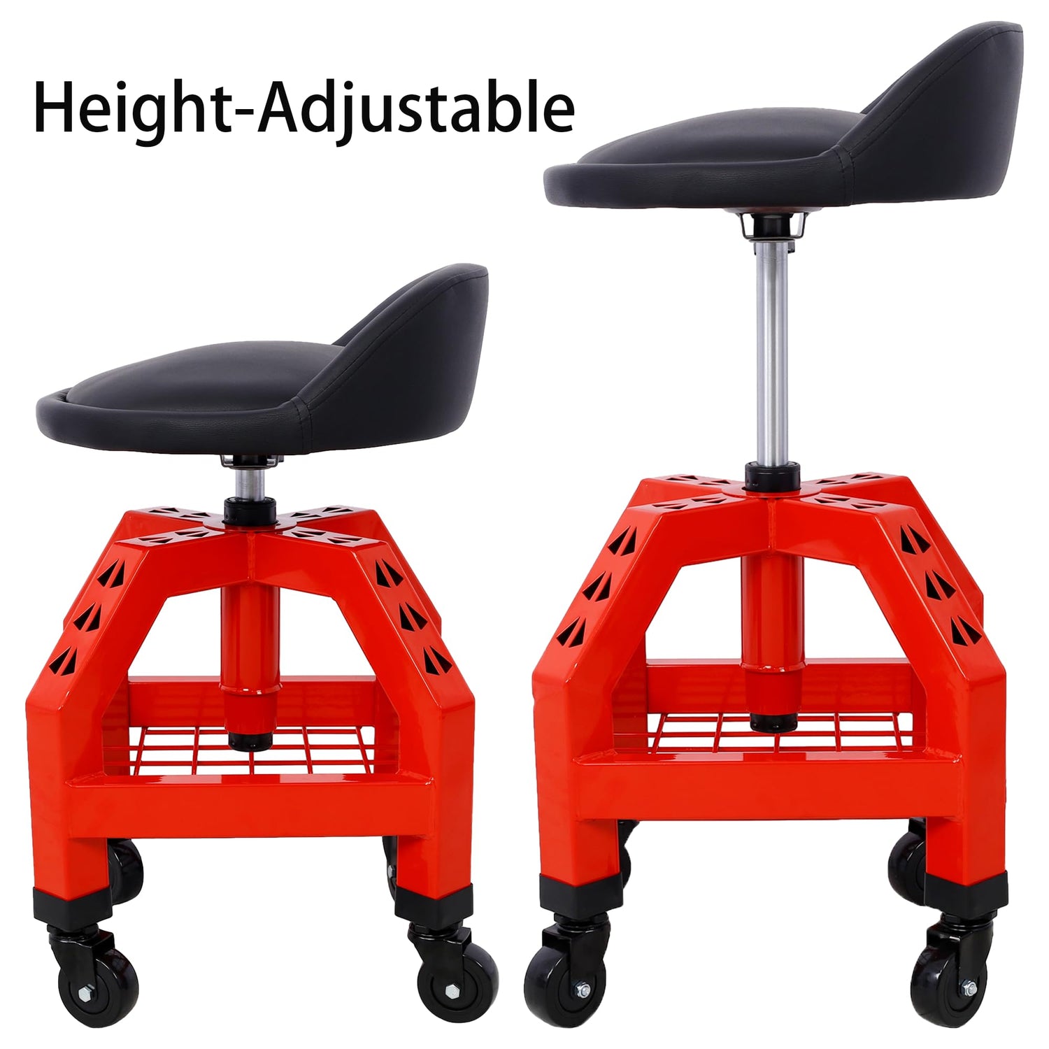 Campfun Rolling Shop Stool, Creeper Seat Garage Stool on Wheels, Mechanics Chair Adjustable Height 360° Swivel Shop Seat, Heavy Duty Shop Stool, Shop Campfun