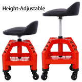 Campfun Rolling Shop Stool, Creeper Seat Garage Stool on Wheels, Mechanics Chair Adjustable Height 360° Swivel Shop Seat, Heavy Duty Shop Stool, Shop Campfun