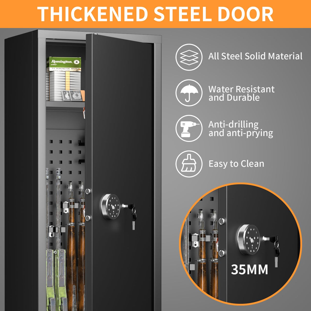 INTERGREAT Fingerprint 10-12 Rifle Gun Safe, Gun Safes for Home Rifle and Pistols, Quick Access Gun Cabinets for Rifles and Shotguns with Pockets, INTERGREAT