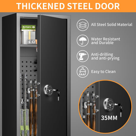 INTERGREAT Fingerprint 10-12 Rifle Gun Safe, Gun Safes for Home Rifle and Pistols, Quick Access Gun Cabinets for Rifles and Shotguns with Pockets, INTERGREAT