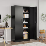 AFAIF Metal Garage Cabinets, 72" Tall Locking Storage Cabinets with 2 Doors and 5 Adjustable Shelves, Steel Utility Tool Cabinet, Black Lockable AFAIF