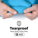 12'x20' Heavy Duty Tarp – Waterproof, 12mil Thick Tarp Cover - UV Resistant, Rip & Tear Proof with Metal Grommets – Multipurpose Use for Camping, Teal Elite