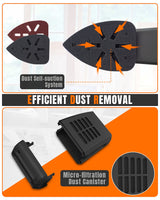 DWT Detail Sander, 1.5A 15000 OPM Electric Sander with 24pcs Sandpapers, Efficient Dust Collection System & Detail Finger Attachment, Soft Grip DWT