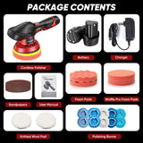 Avhrit Cordless Car Buffer Polisher kit w/ 2x2000mAh 12V Batteries, 6 Inch Car buffer Waxer Kit w/ 6 Variable Speed & Extra 26 PCS Attachments, Avhrit