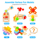 Wooden Tool Set for Kids 2 3 4 5 Year Old, 29Pcs Educational STEM Toys Toddler Montessori Toys for 2 Year Old Construction Preschool Learning Hieoby