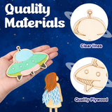 Outer Space Unfinished Wooden Cutouts Wooden Paint Crafts for Halloween Christmas Decoration Kids DIY Craft Art Project and Home Decor Ornament Jetec