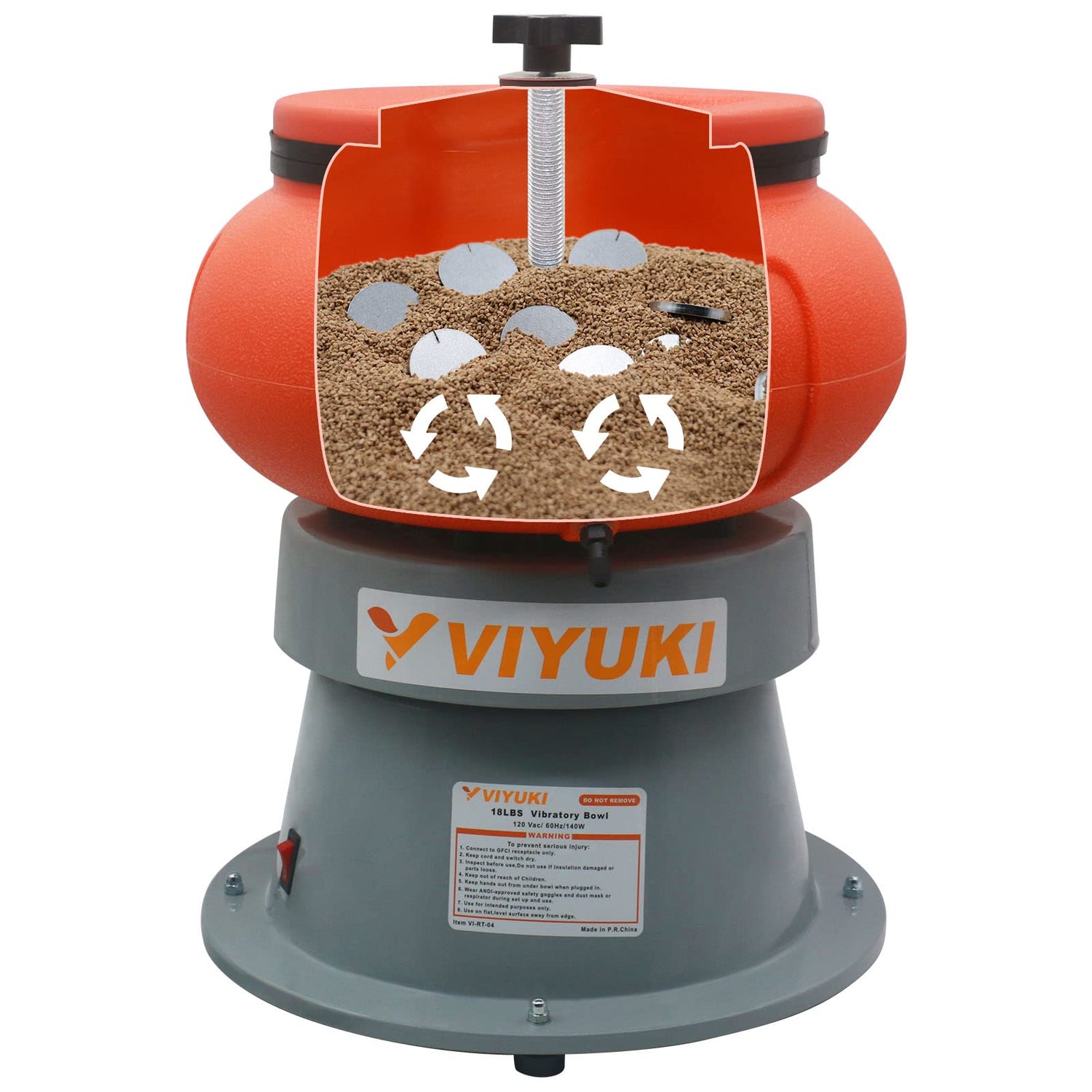 VIYUKI Electric 18LBS Vibratory Tumbler Bowl Tumbling Polishing Machine - Polishing Metal Parts(18LBS & walnut shell media) VIYUKI