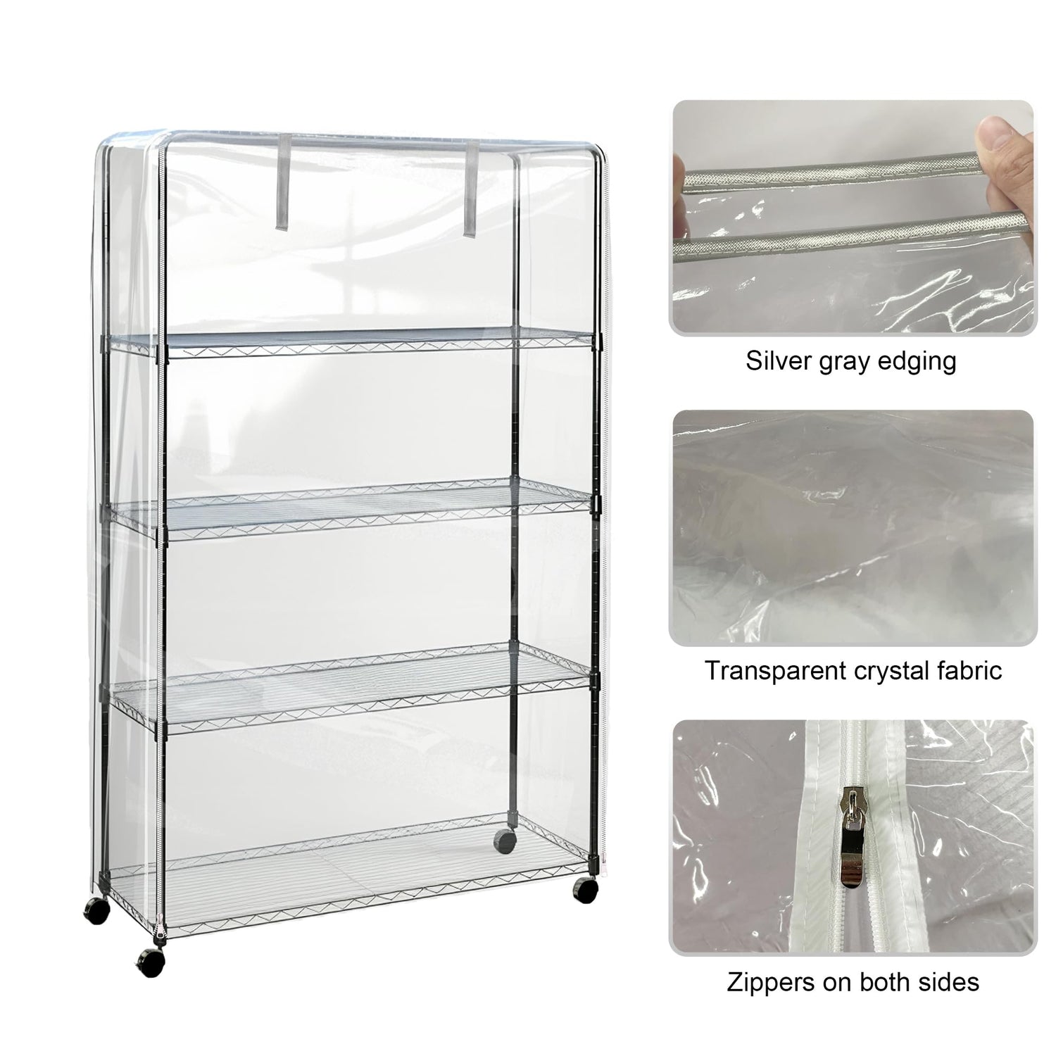 IndigoTempest9 Clear Vinyl Waterproof Shelf Cover for Wire Shelving - 36" W x 14" D x 54" H- Durable and Long-Lasting with Zipper Closure - Protects IndigoTempest9