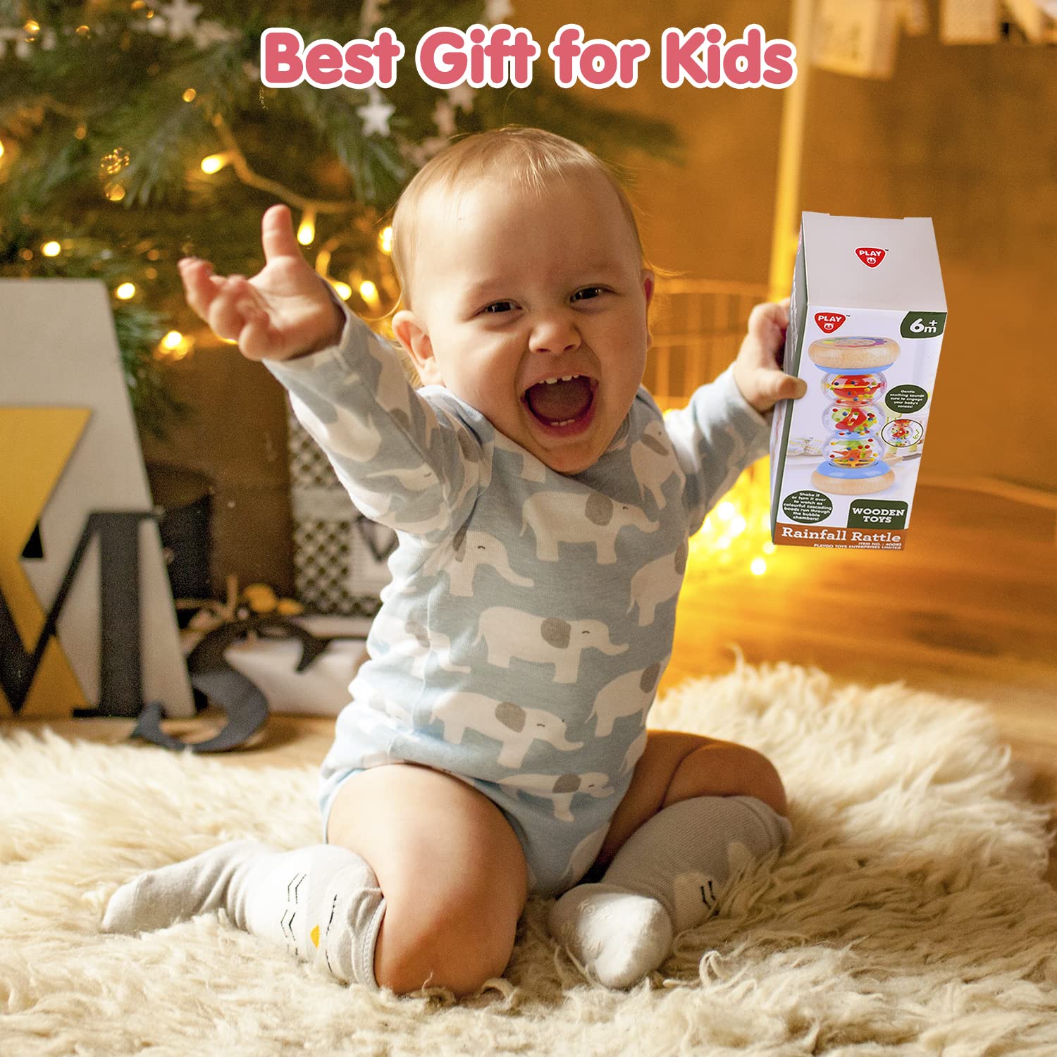 Rainmaker - 7 inch Wooden Rain Stick Montessori Toys for Babies 6-12 Months,Baby Rattle Shaker Sensory Developmental Toy,Raindrops Musical Instrument PLAY