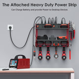 CCCEI Modular Power Tool Organizer Wall Mount with Charging Station. Garage 4 Drill Storage Shelf with Hooks, Screwdriver, Drill Bit Heavy Duty Rack, CCCEI