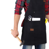 WHITEDUCK Work Apron 24oz Woodworking Apron for Men Waxed Heavy Duty Canvas Apron with Pockets (Black) WHITEDUCK