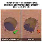 WORKPRO 10-Piece Pro Spade Drill Bit Set- Black Coating, Premium Carbon Steel, Paddle Flat Bits for Woodworking, Assorted Bits 1/4" to 1-1/2" with WORKPRO