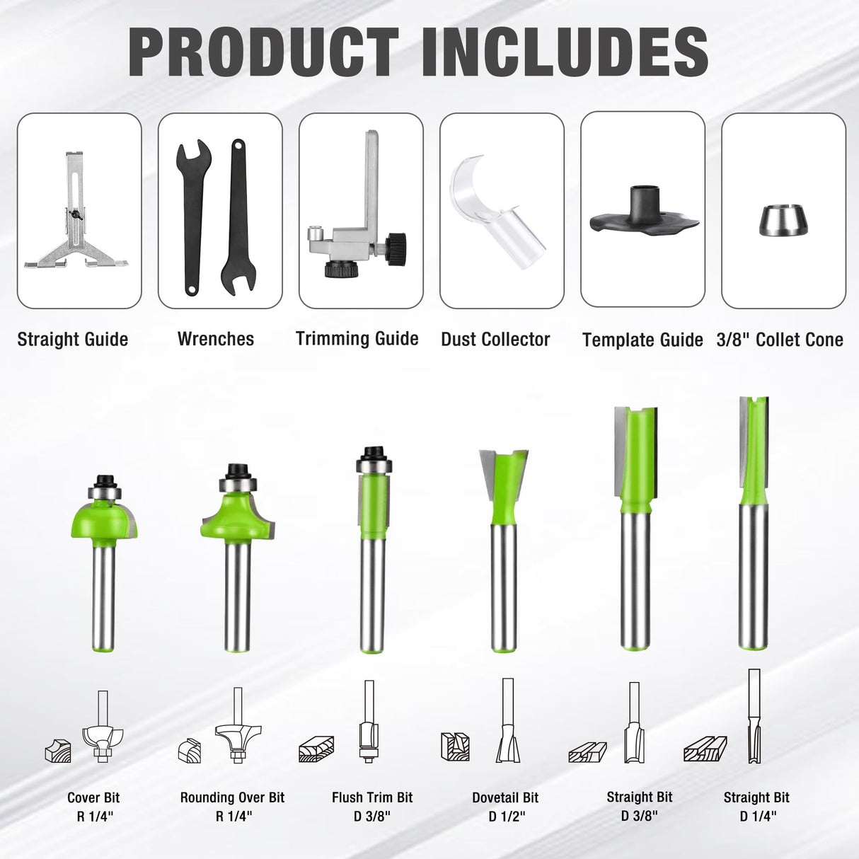 WORKPRO Compact Router Kit, 6.5 Amp Corded Hand Trimmer Router Tool, 6 Variable Speeds Wood Router for Woodworking Slotting Trimming WORKPRO