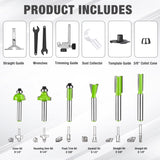 WORKPRO Compact Router Kit, 6.5 Amp Corded Hand Trimmer Router Tool, 6 Variable Speeds Wood Router for Woodworking Slotting Trimming WORKPRO