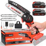 Mini Cordless Chainsaw Kit, Upgraded 6" One-Hand Handheld Electric Portable Chainsaw, 21V Rechargeable Battery Operated, for Tree Trimming and Branch New Huing