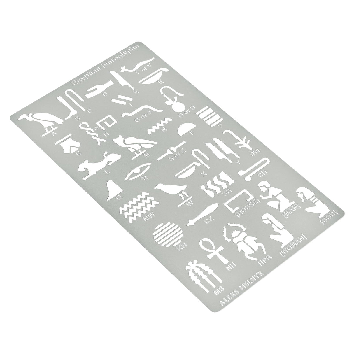 Aleks Melnyk No.456 Metal Stencil, Egyptian Hieroglyphs, Ancient Egyptian Glyphs Alphabet, Letter Tracers, Template for Wood Burning, Magic Runes, Aleks Melnyk