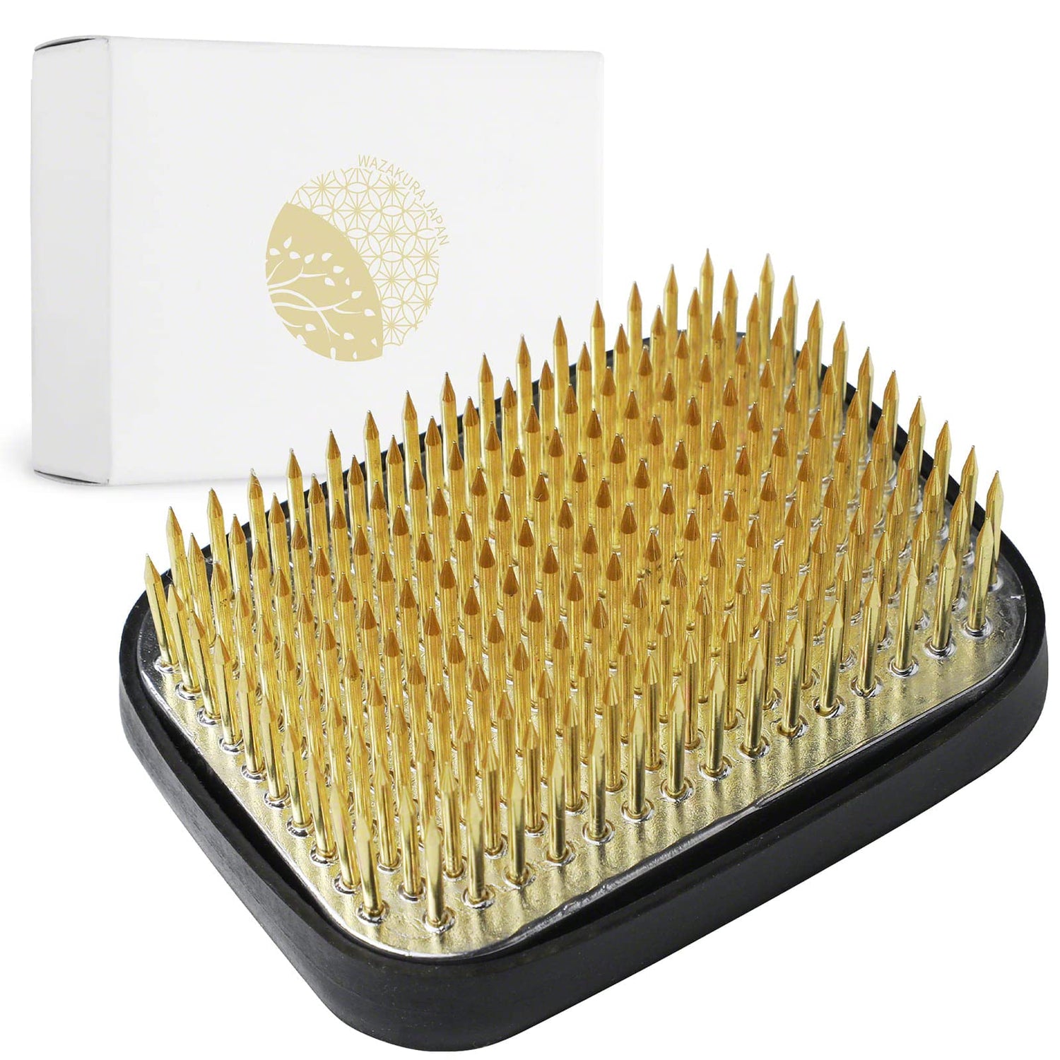 Wazakura Japanese Ikebana Kenzan Flower Holder Rectangular Square, Made in Japan Floral Arranging Pin Frog Tool - 2.6" (68mm) Wazakura