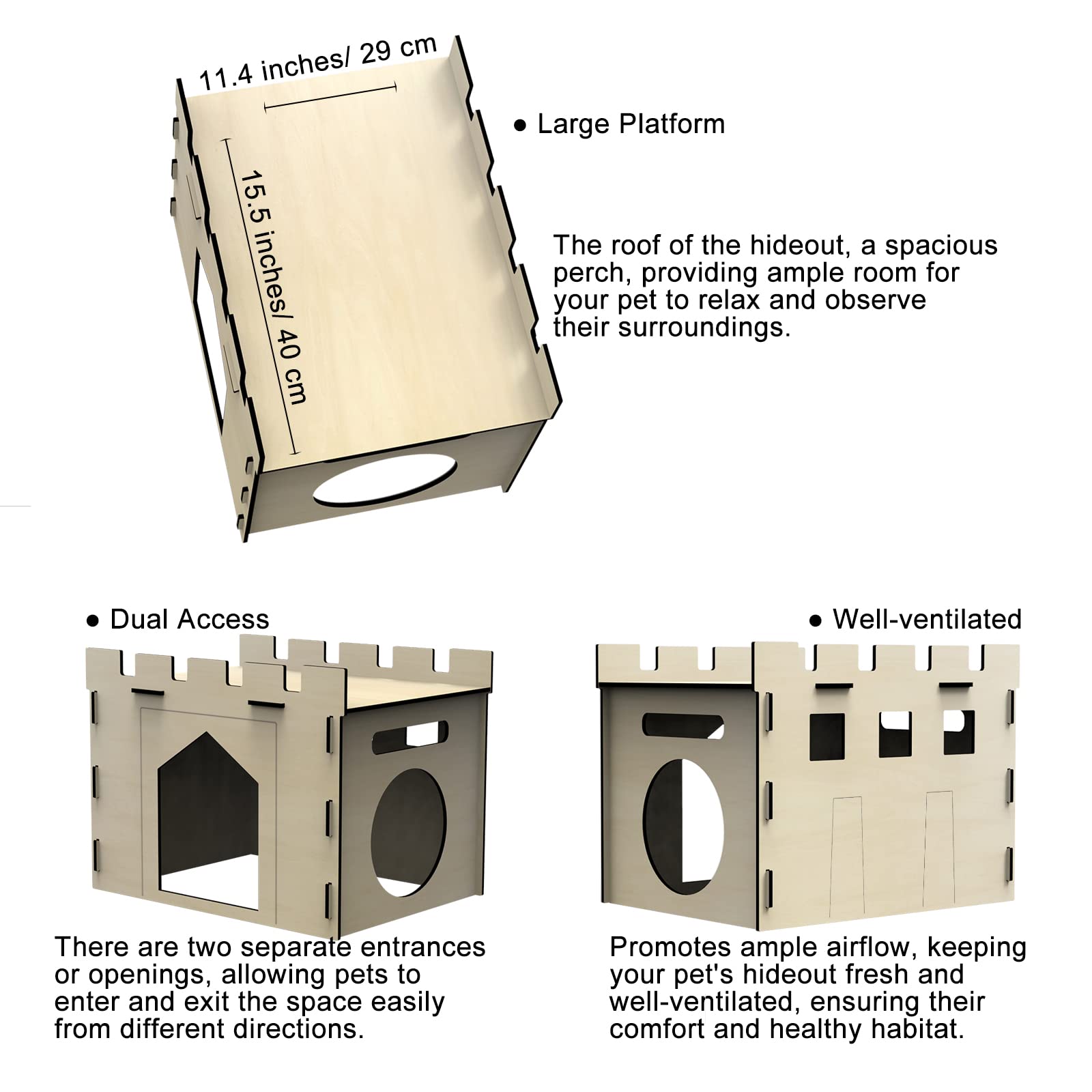 HIIMALEX Sturdy Bunny House with Spacious Perch Hidey Detachable Playhouse for Rabbit Hideout Castle Tower Toys for Indoor Bunnies Guinea Pig Hamster - WoodArtSupply