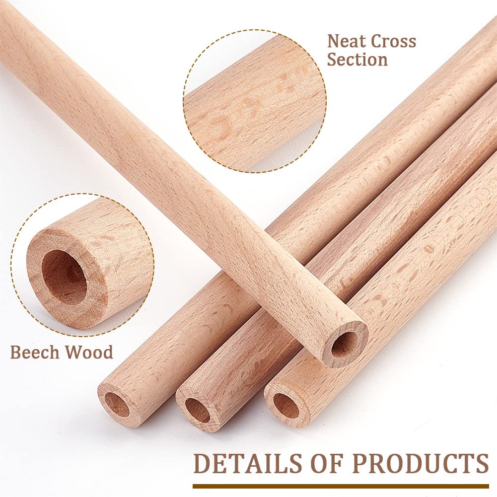OLYCRAFT 12Pcs 7.9 Inch Hollow Wood Sticks & 38Pcs 2/3.9/5.9/7.9 Inch Round Wooden Dowel Rod with 8mm Hole Unfinished Beech Wood Rods Natural Wood OLYCRAFT