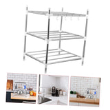 Garneck 1pc Kitchen Storage Rack Shelf for Kitchen Cabinets Steel Storage Countertop Shelf Organizer Three-Layer Shelf Cabinet Storage Shelf Rack Garneck