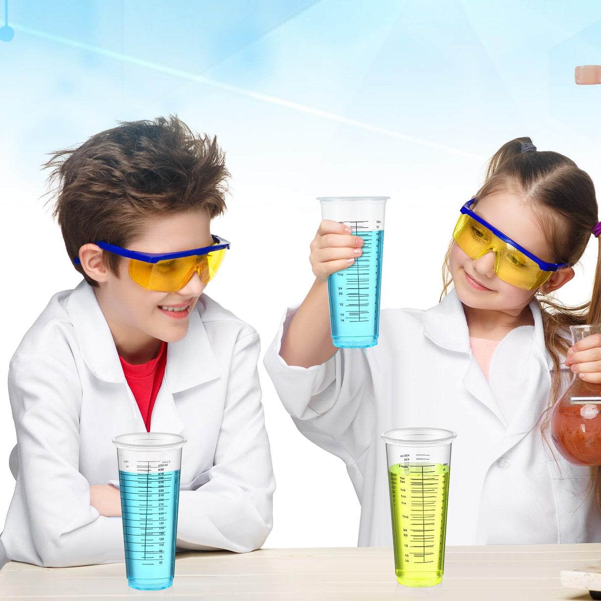 Dandat 100 Pcs Disposable Measuring Cups for Resin 16 oz Resin Epoxy Measuring Cups Mixing Cup Reusable Plastic Measuring Cup for Cooking & Baking Dandat