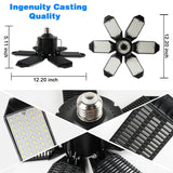 POLARPRA LED Garage Lights - 2 Pack Super Bright 32000LM LED Garage Ceiling Light 6500K LED Shop Light w/ 6 Deformable Panels Screw in E26/E27 Socket POLARPRA