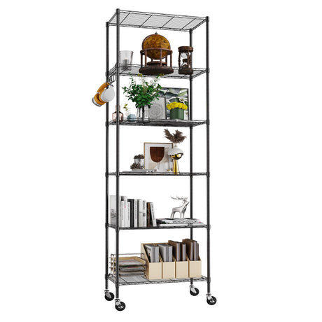 Homdox 6 Tier Wire Shelving Unit on Wheels, Storage Shelves for Garage Kitchen Living Room, Heavy Duty Shelving Rack, 21.26 x 11.42 x 72.05 inch (L x Homdox