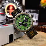 2win Engraved Wooden Watch Stylish Green Dial Design Personalized Wood Watches for Men Husband Boyfriend Fiancé Dad Customized Anniversary Birthday 2win