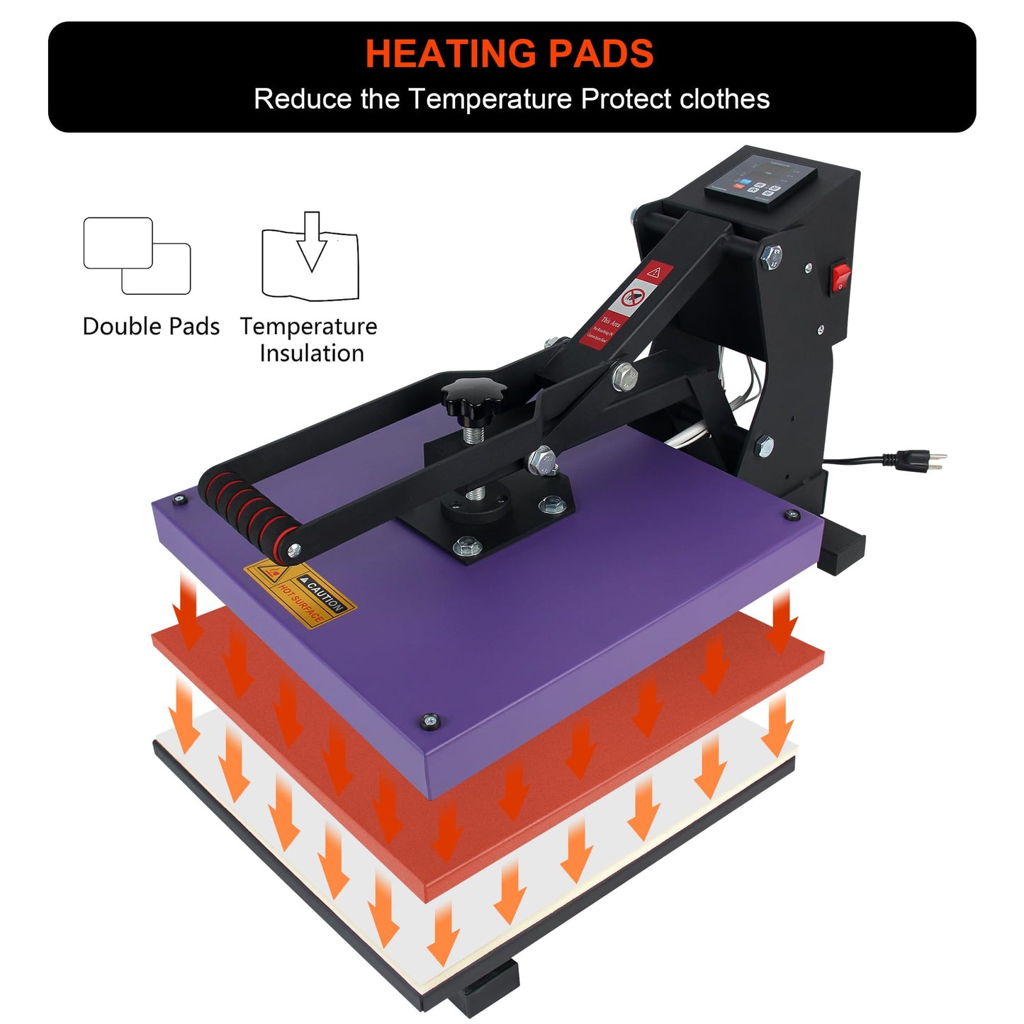 Heat Press Machine with Slide Out Drawer 15x15 Inch for T-Shirt with Digital Control Panel Industrial Sublimation Printer High Precision Hot Press - WoodArtSupply