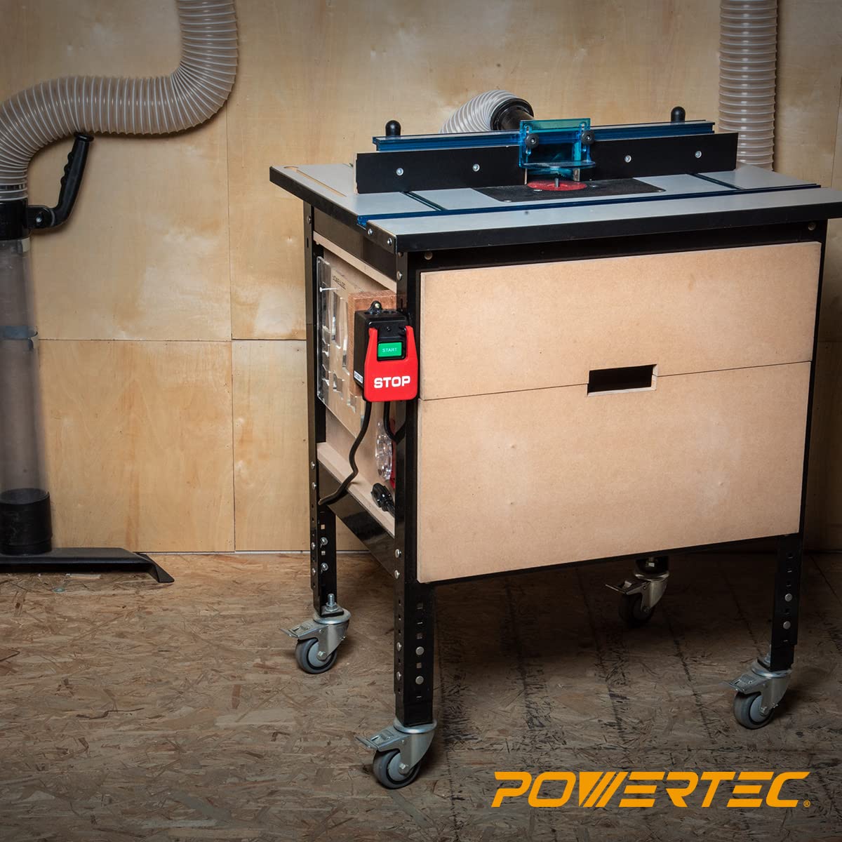 POWERTEC 71754 120V Safety Power Tool Paddle Switch w/Heavy Duty Cords, fits Table Saw, Router Table, Drill Press, Bench Saw, Band Saw POWERTEC