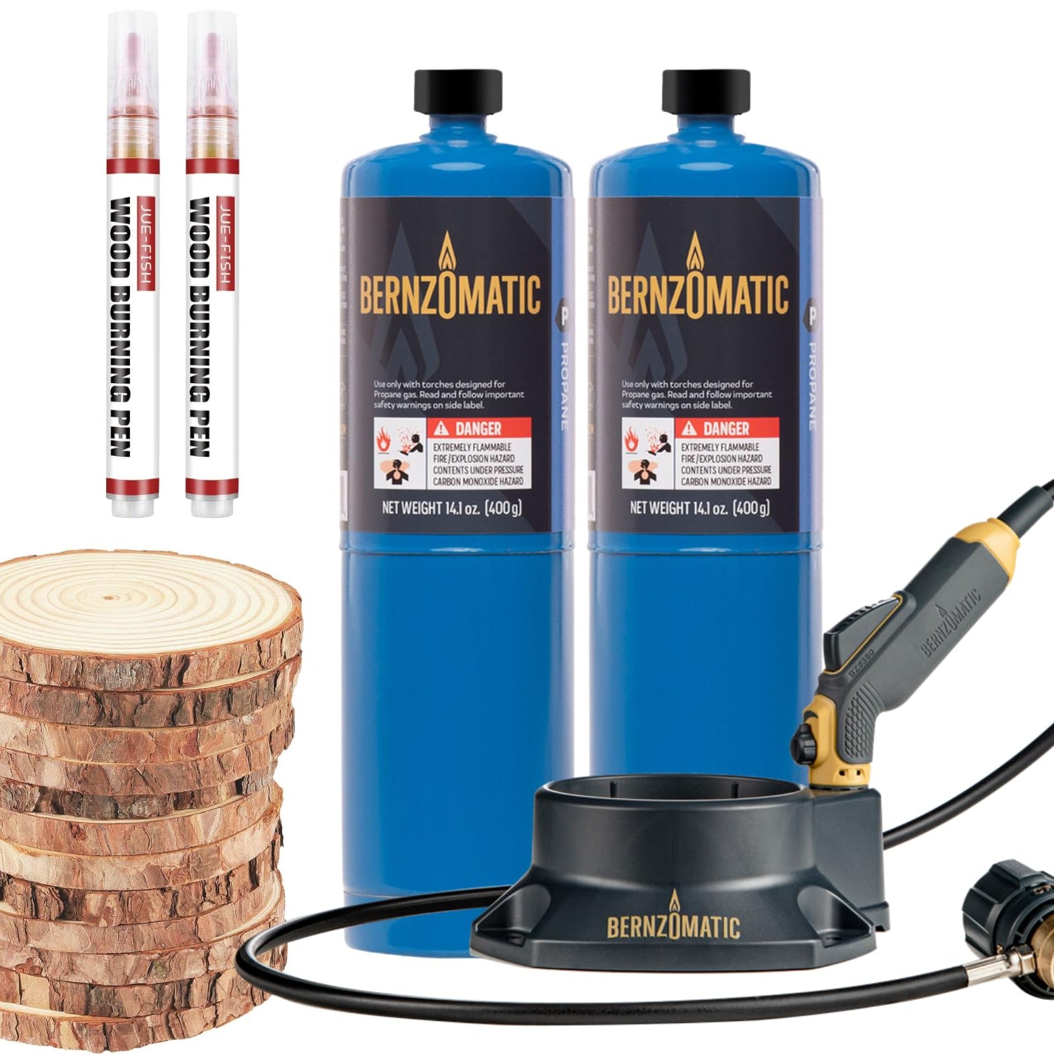 Bernzomatic FirePoint Creator Tool Wood Burning Kit for Crafts and Gifting, Includes Precision Flame Propane Torch, 2 Propane Fuel Cylinders, 2 Wood Bernzomatic