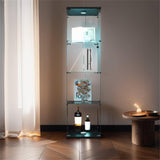 Zacis 4-Tier Lighted Glass Display Cabinet with Lock for Living Room and Bedroom Zacis
