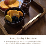 Fine Nest Home Decorative Acacia Wood Ottoman Tray - Coffee Table Tray - Breakfast, Party, Drinks, Snack, Liquor Serving Platter - Farmhouse to Fine Nest Home