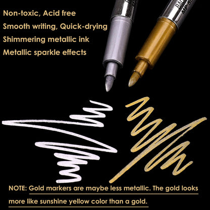 Dyvicl Silver Gold Pens and Hand Lettering Pens - WoodArtSupply