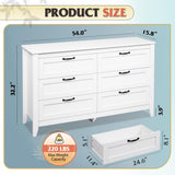 WLIVE 6 Drawer Dresser, Retro Chest of Drawers with Metal Handle, Double Wood Dresser for Bedroom, Living Room, Large Storage Cabinet, White WLIVE