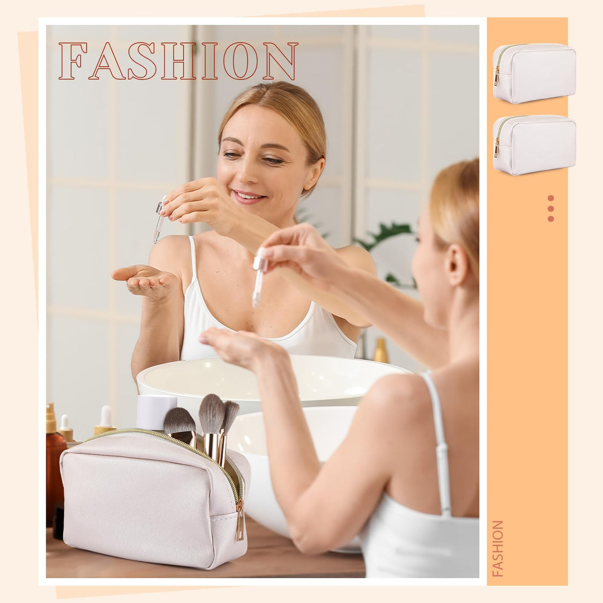 Sweetude 10 Pieces Preppy Makeup Bag Aesthetics Cosmetic Bag Purse Pu Leather Makeup Pouch Small Portable Water Resistant Zipper Toiletry Organizer Sweetude