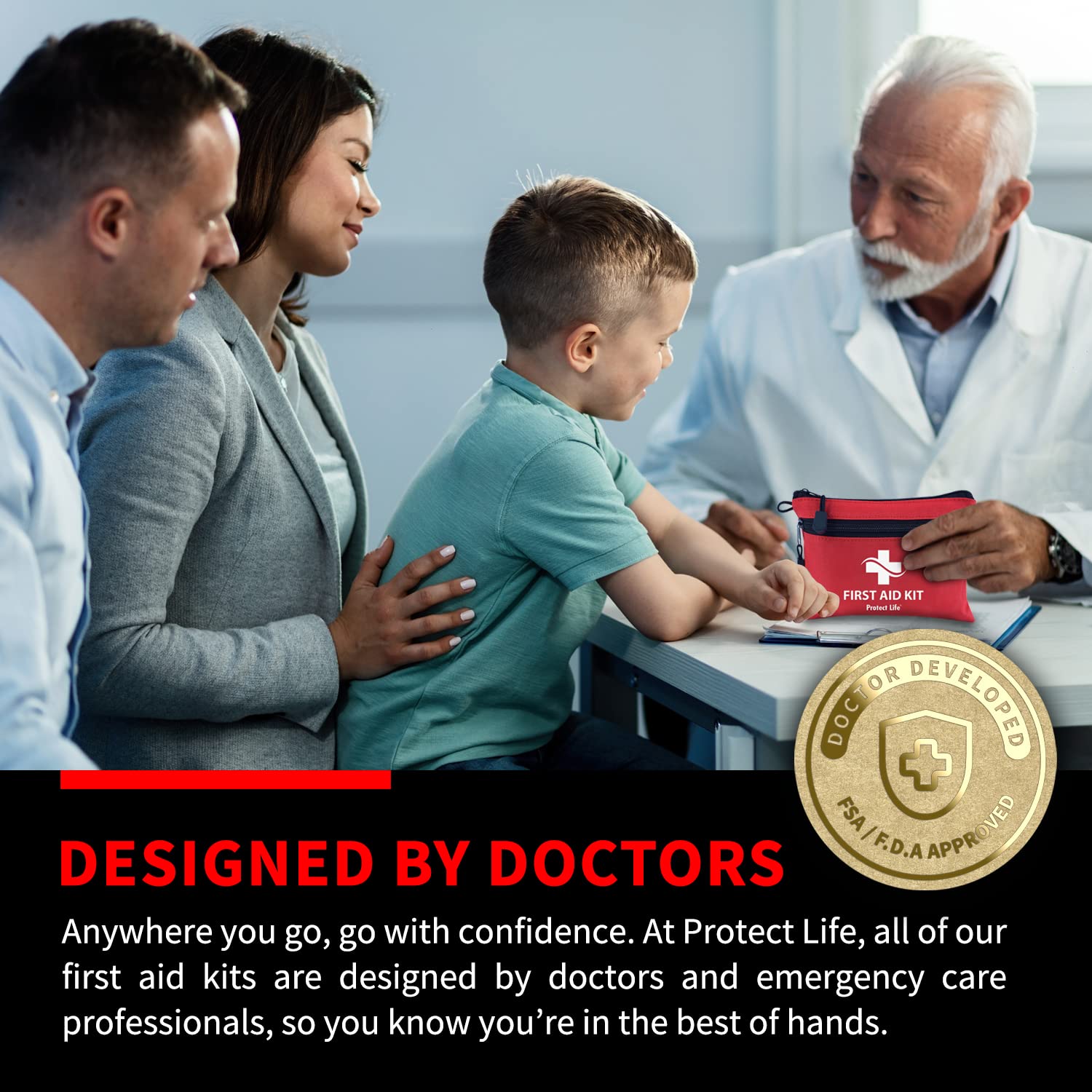 Protect Life First Aid Kit for Home/Business | HSA/FSA Eligible Emergency Kit | Hiking First aid kit Camping | Travel First Aid Kit for Car|Small Protect Life