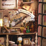 DIY Book Nook Kit Expanable Miniature Dollhouse Kit, Retro European Magic House Bookshelf Insert Model with LED Light, Bookend Building Set Hobbies Hallisun