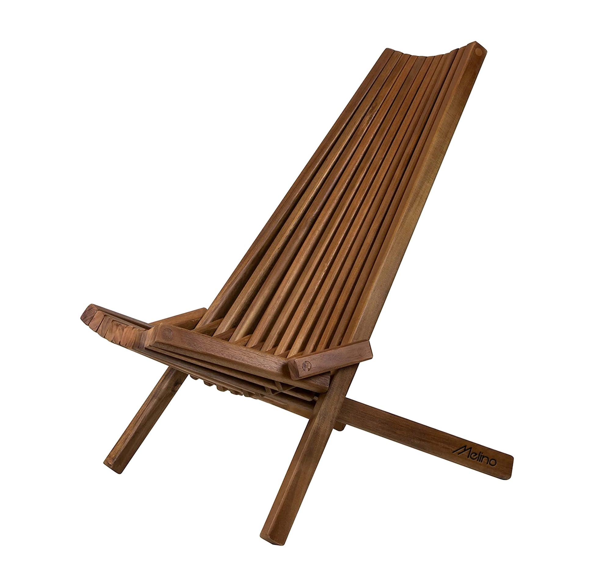 Melino Wooden Folding Chair for Outdoor, Low Profile Acacia Wood Lounge Chair with FSC Certified Acacia Wood, Fully Assembled - Espresso - WoodArtSupply