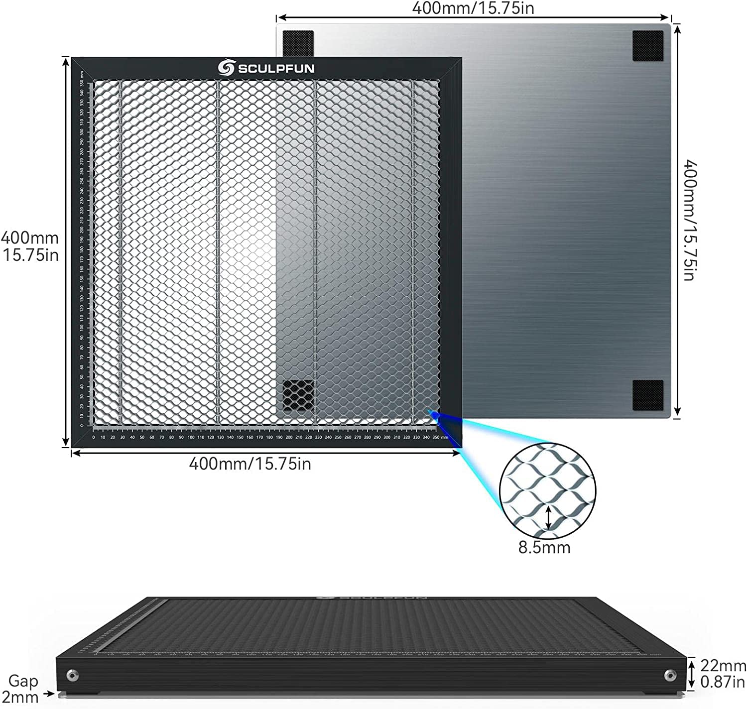 SCULPFUN Laser Honeycomb Work Table, Honeycomb Laser Bed for Laser Engraver, 15.7x15.7 inch, for Most Laser Engraving Machine, Honeycomb Panel for - WoodArtSupply