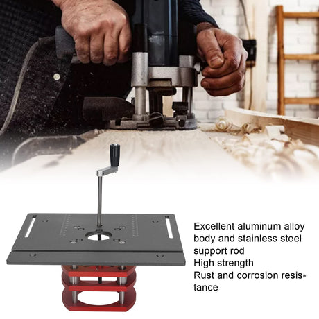Acogedor Router Lift Kit, Metal Router Lift System with Router Table Insert Plate, 4 Jaw Clamping, Router Lift Base Accessories (Black) Acogedor
