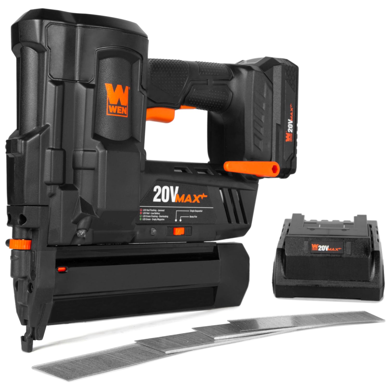 WEN 20V Max Cordless 18-Gauge Brad Nailer with 2.0Ah Battery and Charger (20512) WEN
