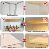 LANSCOERY Clear Acrylic Display Case with Light, Assemble 5 Tier Display Box Stand with Wooden Base, Dustproof Protection Showcase for Collectibles LANSCOERY